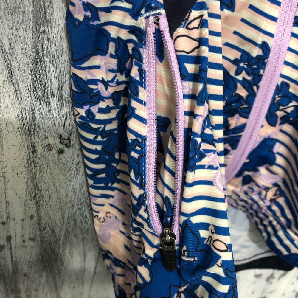 Sweaty Betty Cycling Short Sleeve Jersey Blue Floral Grid Print ~ Sizes: Various - Picture 12 of 14